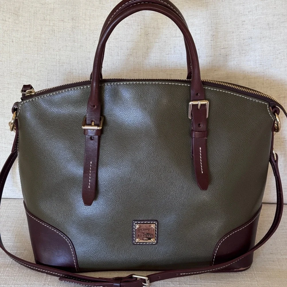 Dooney & Bourke  Olive and British Tan Large Satchel‎
